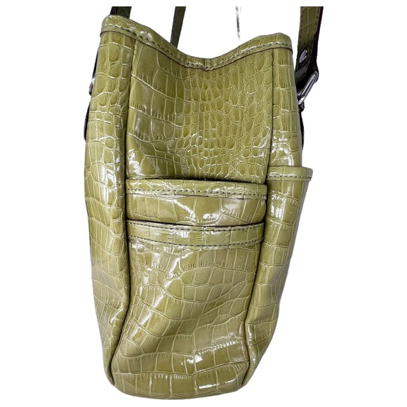 LIZ CLAIBORNE LIME GREEN FAUX ALLIGATOR HANDBAG SHOULDER BAG - Picture 5 of 15